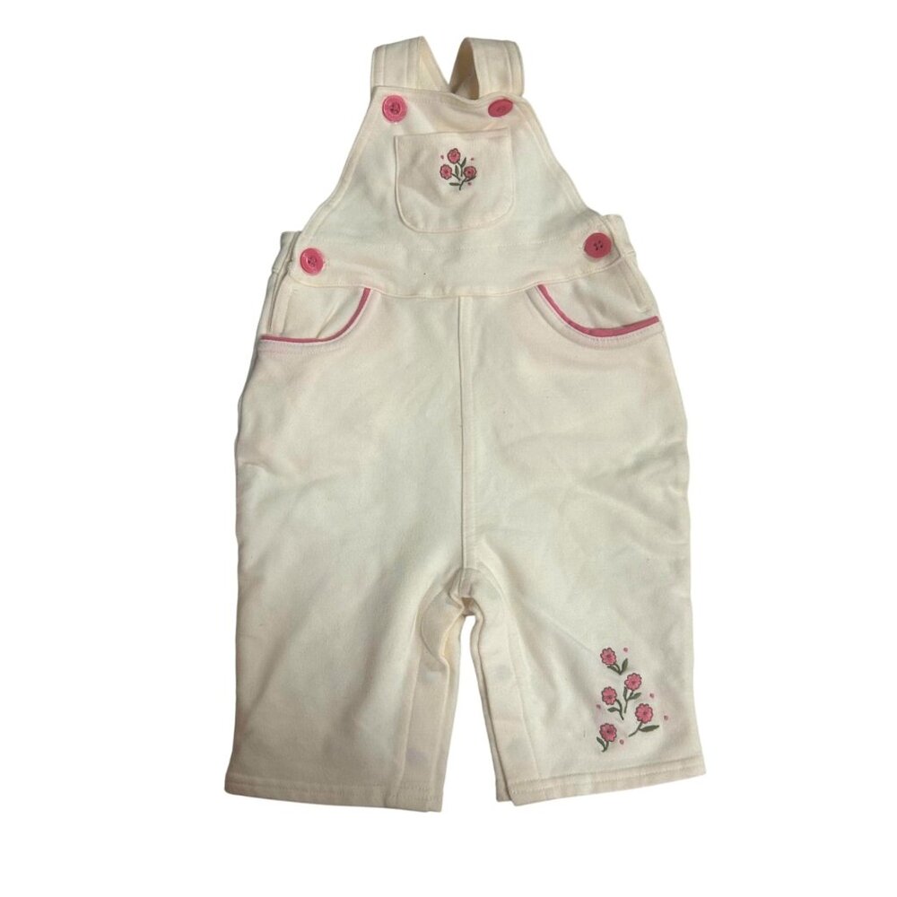 Baby Gap Vintage Overalls 0-3 Months White with Flowers NWT